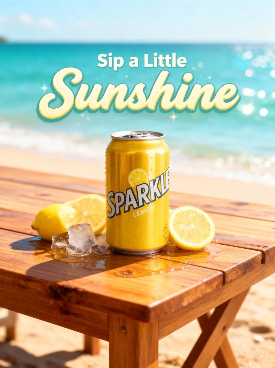 Sundrenched coastal composition with sparkle