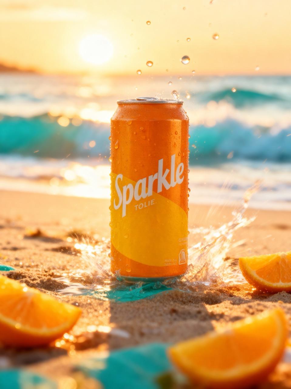 Sparkle soda can creative composition